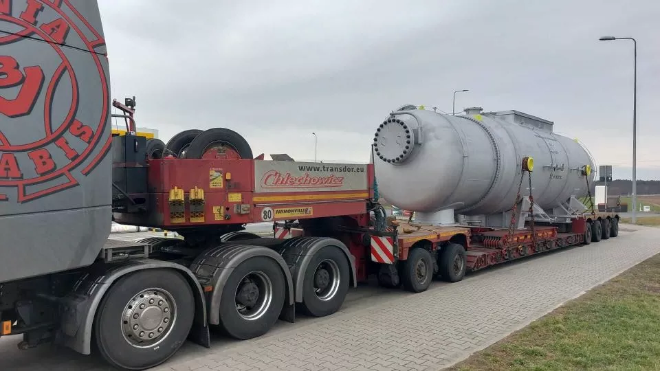Truck transferring chemicals