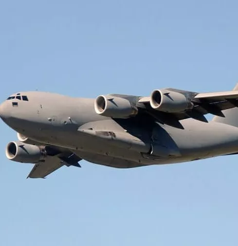 Government plane in the air